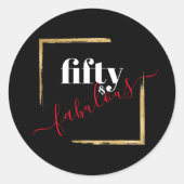 ブラック&金ゴールド50th 50と素晴らしい誕生日 ラウンドシール (正面)