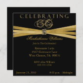 ブラック&金ゴールド60バースデーパーティ招待状 招待状 (正面/裏面)