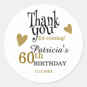ブラック&金ゴールド60誕生日お願い ラウンドシール