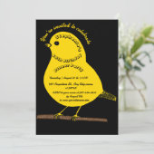 ブラック&金ゴールド60誕生日かわいい鳥ディナーパーティー 招待状 (スタンド正面)