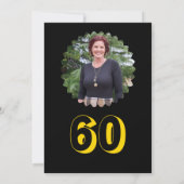 ブラック&金ゴールド60誕生日かわいい鳥ディナーパーティー 招待状 (裏面)