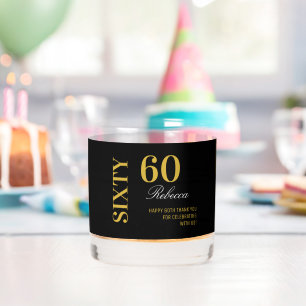 ブラック&金ゴールド60誕生日カクテルエレガントパーティー ウイスキーグラス