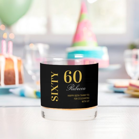 ブラック&金ゴールド60誕生日カクテルエレガントパーティー ウイスキーグラス (インサイチュ (バースデー))