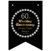 ブラック&金ゴールド60th結婚ダイヤモンド記念日 バンティングフラッグ (第3の旗)