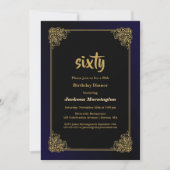 ブラック&金ゴールド60th誕生日ディナー 招待状 (正面)
