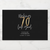 ブラック&金ゴールド70thバースデーパーティーのお願い リキュールボトルラベル (シングルラベル)