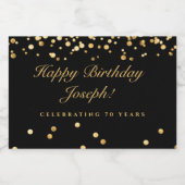 ブラック&金ゴールド70th誕生日きらめくワインラベル スパークリングワインラベル (シングルラベル)