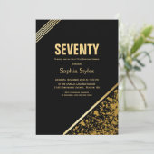 ブラック&金ゴールド70th誕生日ディナーパーティー 招待状 (スタンド正面)