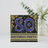ブラック&金ゴールド80thバースデーパーティー 招待状 (スタンド正面)