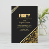 ブラック&金ゴールド80th誕生日ディナーパーティー 招待状 (スタンド正面)
