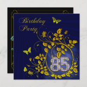 ブラック&金ゴールド85thバースデーパーティー 招待状 (正面/裏面)