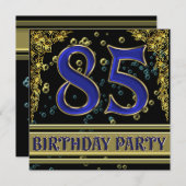 ブラック&金ゴールド85thバースデーパーティー 招待状 (正面/裏面)