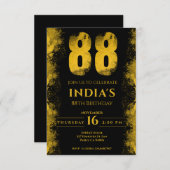ブラック&金ゴールド88thバースデーパーティー 招待状 (正面/裏面)