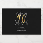 ブラック&金ゴールド90thバースデーパーティーのお願い リキュールボトルラベル (シングルラベル)