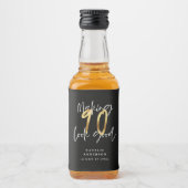 ブラック&金ゴールド90thバースデーパーティーのお願い リキュールボトルラベル (正面)