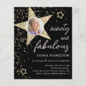 ブラック&金ゴールド90th誕生日予算招待状 (正面)