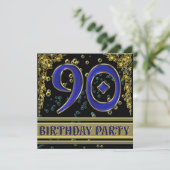 ブラック&金ゴールド90th Birthdayパーティー 招待状 (スタンド正面)