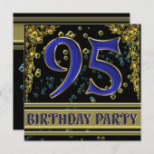 ブラック&金ゴールド95thバースデーパーティー 招待状 (正面/裏面)