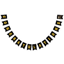 ブラック&金ゴールド「おめでとうございます」バンティングバナー