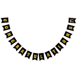 ブラック&金ゴールド「おめでとうございます」バンティングバナー バンティングフラッグ