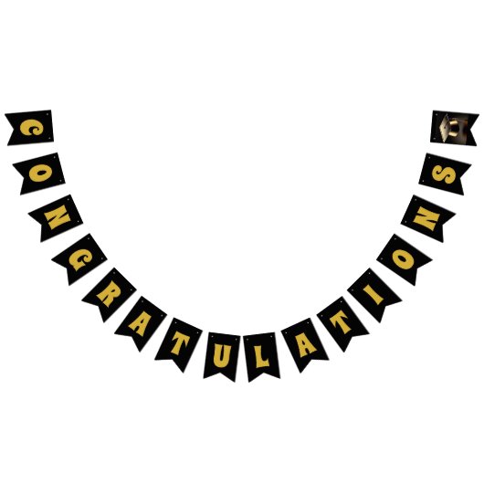 ブラック&金ゴールド「おめでとうございます」バンティングバナー バンティングフラッグ (全)