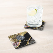 ブラック&金ゴールド きらきら光る コースター (右側)