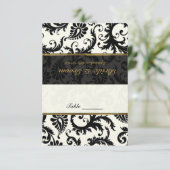 ブラック、金ゴールド、アイボリープレイスカード 招待状 (スタンド正面)