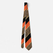 ブラック、金ゴールド、オレンジの対角ストライプヒョウ ネクタイ (裏面)