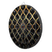 ブラック、金ゴールド、カッコいいトレンディー、レトロ抽象デザイン ダーツボード (正面右)