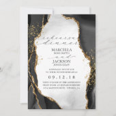ブラック、金ゴールド&グレーミストアゲートウェディングRSVP 招待状 (正面)