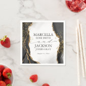 ブラック、金ゴールド&グレーミストゲート結婚式招待状 スタンダードカクテルナプキン (インサイチュ)