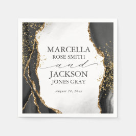 ブラック、金ゴールド&グレーミストゲート結婚式招待状 スタンダードカクテルナプキン