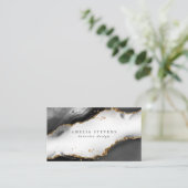 ブラック、金ゴールド、グレーミスト瑪瑙 名刺 (スタンド正面)