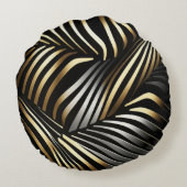 ブラック、金ゴールド、シルバー抽象芸術 ラウンドクッション (裏面)