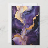 ブラック、金ゴールド、ダークパープル結婚インク 招待状 (裏面)