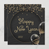 ブラック·金ゴールド·ハッピー·ニュー2021年 シーズンカード (正面/裏面)