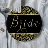 ブラック、金ゴールド&フェイクグリッターダムズブライド文字 缶バッジ (インサイチュ)