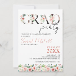 ブラック・金ゴールド・フローラ卒業党 招待状