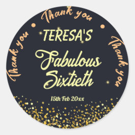 ブラック、金ゴールド、ブラック素晴らしい60歳の誕生日 ラウンドシール