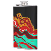 ブラック、金ゴールド、ブルゴーニュ、マーブルアート フラスク (左)