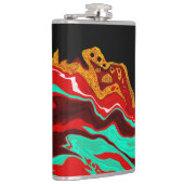 ブラック、金ゴールド、ブルゴーニュ、マーブルアート フラスク (右)