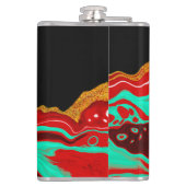 ブラック、金ゴールド、ブルゴーニュ、マーブルアート フラスク (裏面)