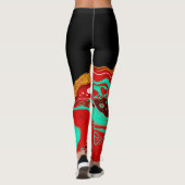 ブラック、金ゴールド、ブルゴーニュ、大理石の流体アート レギンス (裏面)