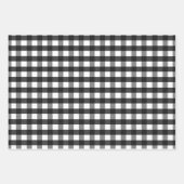 ブラック、金ゴールド、ホワイトプレイド、ストライプ雪片 ラッピングペーパーシート (正面)