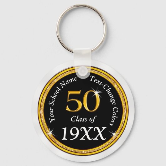 ブラック、金ゴールド、ホワイト50クラスの懇親会の好意 キーホルダー (正面)