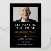 ブラック・金ゴールド・ミニマリストお祝い・オブ・ライフ 箔招待状 (正面)