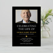 ブラック・金ゴールド・ミニマリストお祝い・オブ・ライフ 箔招待状 (立ち正面)