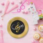 ブラック、金ゴールド·ミュージック·プレートまたは任意の色、大事な行事 ペーパープレート (パーティー)