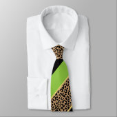 ブラック、金ゴールド、ライム対角ストライプヒョウ印刷 ネクタイ (タイ)