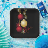 ブラック、金ゴールド、レッドクリスマスパーティー ペーパープレート (パーティー)